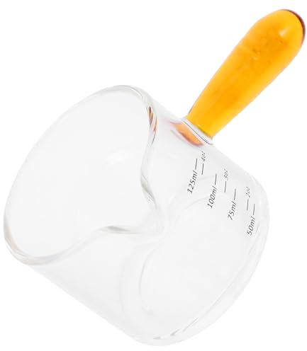 TOGEVAL Bicchiere da Espresso in Vetro con Manico Brocca per Latte e Misurino Trasparente per Cucina e Bar Adatto Caffè Succhi e Gelato