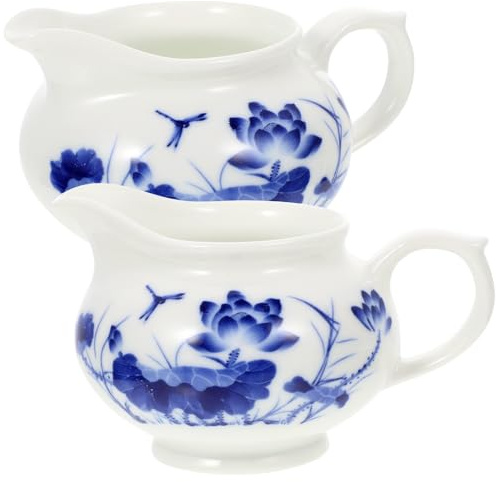 ZUNOXAZ Salseras de Cerámica Azul y Blanca, 2 Piezas, Tazones de Salsa para Mojar, Jarra para Salsas y Aderezos en Restaurante, Ideales para Servir y Dispensar Condimentos en Cocina