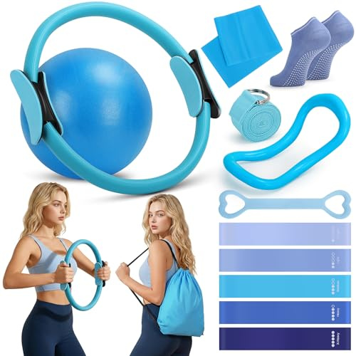 Pilates Set Pilates Equipment Pilates Set für Zuhause 13 Stück Home Pilates Set Pilates Workout Set Home Pilates Kit für Frauen Pilates Essentials Kit Pilates Zubehör Pilates Kit Pilates Ring (Blau)