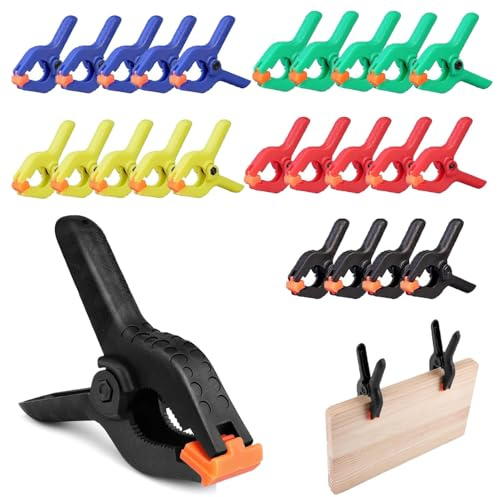 Ajxwde 25 Piezas Abrazaderas de Resorte Nylon, 2,4 Pulgadas Pinzas de Sujeción, Pinzas de Resorte de Alto Rendimiento, Resorte Abrazadera para Fondo Fotografía, DIY, Carpintería (5 Colores)