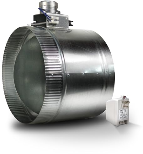 Suncourt ZoneMaster 10-Inch Normally Open Motorized Damper — Power Close/Spring Return 24V Vent Damper, Plug-In Transformer Included (ZO210)