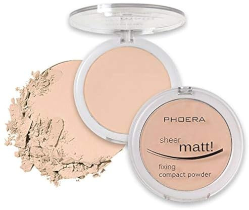 AQUAPURITY - PHOERA Sheer Matte Fixing Powder Makeup Base Fixer Setting Powder Foundation Fixing Compact Pressed Powder Long Lasting Make Up Fixer Skin Vitamin E Beauty Blender (202 Natural Beige…)