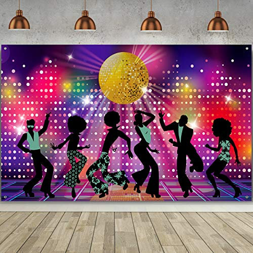 Fournitures de Fête Disco, Toile de Fond de Danse Grand Tissu 70s 80s 90s, Photographie d'anniversaire Néon Nuit Vintage Let's Glow Crazy Shining Fond de Photomaton