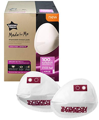 Tommee Tippee Made for Me Daily Einmal-Stilleinlagen, konturiert, weich, besonders saugfähig und auslaufsicher, groß, weiß, 554 g, 100 stück