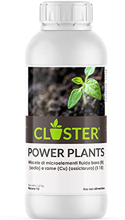 CLOSTER Power Plants 1 LT - Fertilizzante Piante a Base di Rame e Zolfo - Concime Liquido ad Azione Antimicrobica Contro Funghi e Batteri, Stimola la Nutrizione e Combatte Le Carenze Minerali (1 LT)