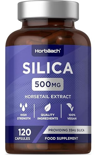 Silica Supplement 500mg | High Strength Silica from Horsetail Extract | 120 Powder Capsules | Vegan | 4 Month Supply | by Horbaach