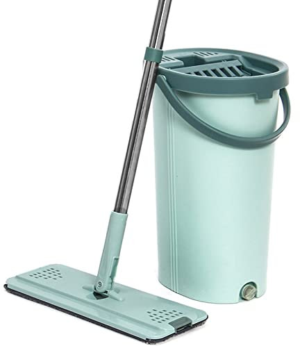 FURUIWUFENG fregona Squeeze Plana fregona a Mano Libre Escurrir Wet House Suelo de Madera de Limpieza Útiles de Limpieza Lazy fregona Compartimiento con mop (Color : Type A (2X Pads))