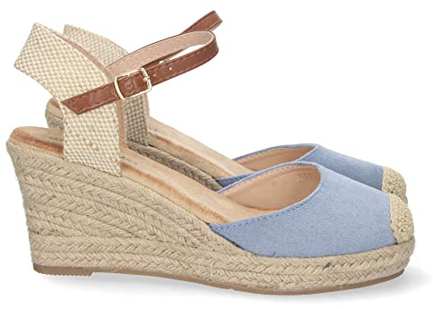 shoes&blues.es Sandalia de Cuna para Mujer, Forrada de Yute, con Pala Cerrada, y Cierre de Hebilla, Primavera Verano 2022