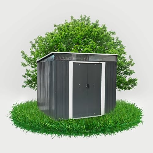 Grindi - Gerätehaus Metall Ribes I - Gartenhütte - Gartenhaus - Geräteschuppen 193x238x202 cm Schiebetür - Garten Schrank - Fahrradgarage - Shelter - Gartengerätehaus - Tiny House