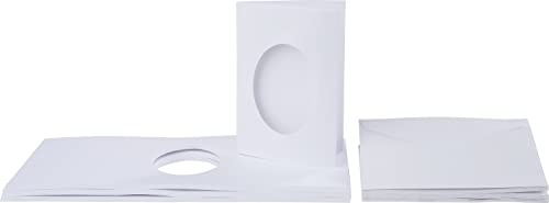 VBS 30er-Pack Passepartoutkarten Oval DIN A6 Weiß mit passende Umschläge Fotoalbum Einladungskarten Hochzeitseinladung