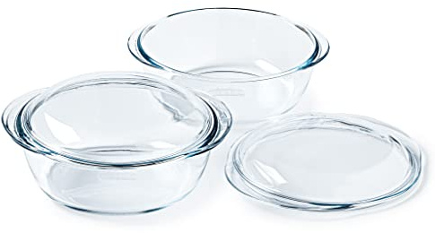 Pyrex® Collection 4 in 1 | Schmortopf aus Borosilikatglas | 2er-Set | Dampfgaren, schnelles und schmackhaftes Kochen, mikrowellen- und spülmaschinengeeignet (2er-Set 2,3L-Schmortöpfe)