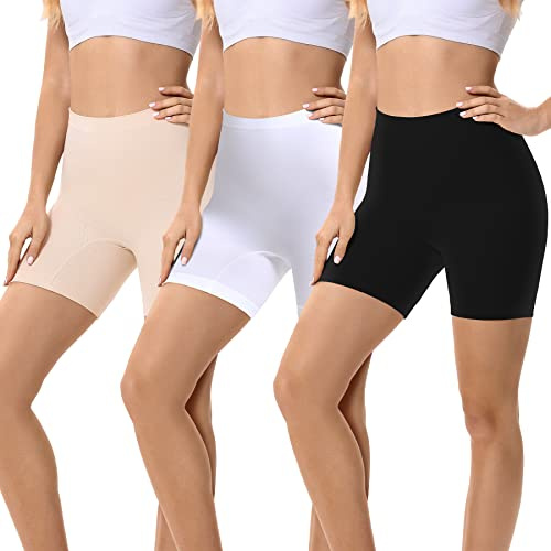 Falary Cykelbyxor, kalsonger, dam, korta byxor, underklänning, kjol, leggings, shorts, shorts, anti-skavning, sommar, yoga, 3-pack, vit, svart, beige, Svart + vit + beige, S
