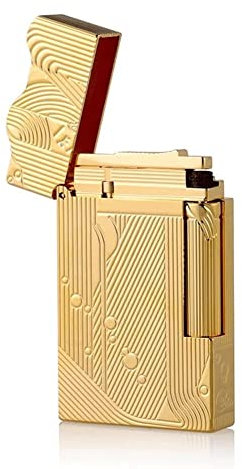 JWZWJ Vintage-Gold-Messing-Kerosin-Feuerzeug, seitliche Schiebezündung, Vintage-Feuerzeug-Geschenk mit Geschenkbox