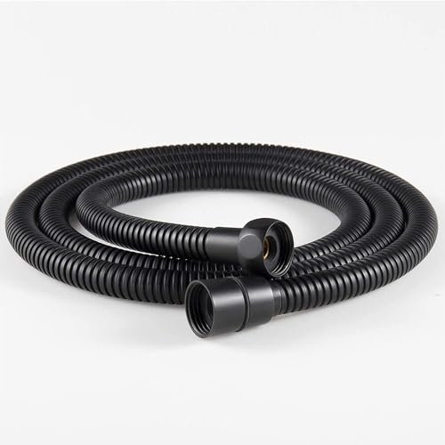 Oupukle Edelstahl Duschschlauch Schwarz 1,5 m, Flexibel Universal Brauseschlauch mit Premium doppelten Messingkopf, Duschschlauch 1.5cm Anti-Twist, Anti-Knick