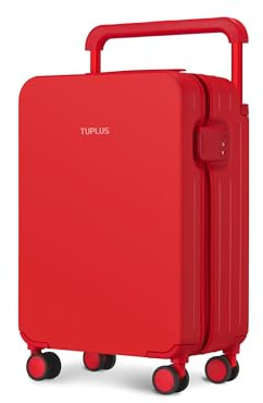 TUPLUS Koffer Trolley ABS Rollkoffer mit 4 Rollen Reisekoffer Handgepäck Hartschalenkoffer mit TSA Schloss, Impression Serie,67.5 x 45.5 x 25 cm/ 61L,Rot
