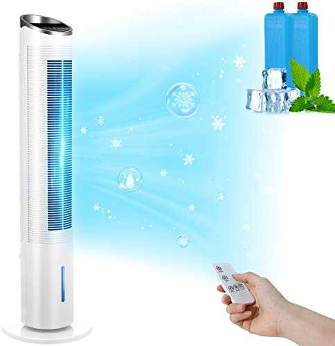 LIFERUN Ventilatore a Torre da 101 cm con Telecomando e Raffreddamento ad Acqua, Timer 8 Ore, Pulizia 4 In 1, con Raffreddamento, Umidificazione, Pulizia per Camera da Letto, Soggiorno, Ufficio