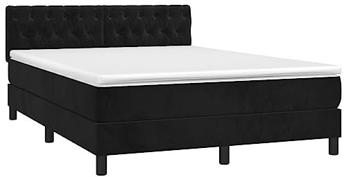 Hommdiy Boxspringbett mit Matratze Schwarz 140x200 cm Samt，Geeignet für alle Arten von Schlafzimmern