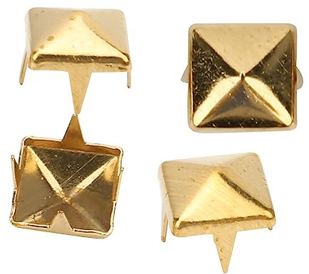 Hapivida Spike Nieten, 400Pcs 4mm-7mm Vierkiefer Quadratische Nieten Quadratische Pyramidennieten Metall Pyramidennieten Handwerk DIY Punk Spikes Spots Nieten Zubehör(7mm-Gold)