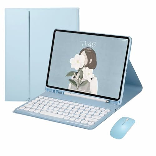 XFTeoux Funda con Teclado para iPad Mini 6 Generación 2021, Cubierta De Teclado Desmontable Inalámbrica De 8,3 Pulgadas para Mini 6ª Generación con Soporte para Lápiz,Azul
