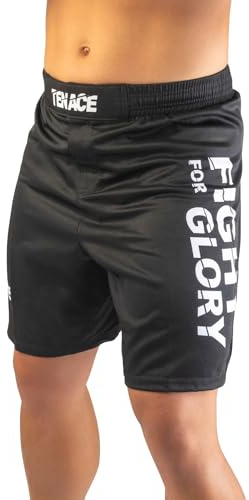 Tenace MMA Pantalón Corto - Short Entrenamiento Grappling, BJJ, Boxeo, Artes Marciales (Negro, S)