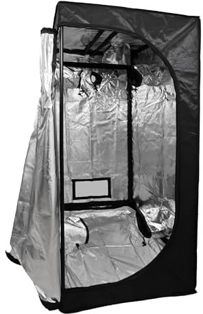 Amax Ferts Armario de Cultivo Interior - Paredes Reflectantes 99% Mylar - Invernadero para Plantas - Impermeable y Desmontable - Tejido Nylon Resistente (Negro, 100 cm X 100 cm X 200 cm)
