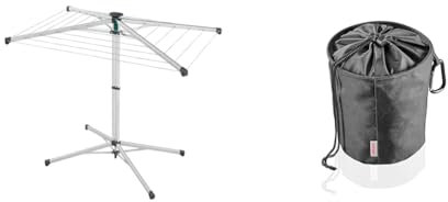 Leifheit Séchoir Parapluie sur Pied LinoPop-Up 140, étendoir à Linge Pratique, Compact & léger & Sac Pinces à Linge, Pochon Noir pour Ranger Jusqu’à 100 Pinces à linges