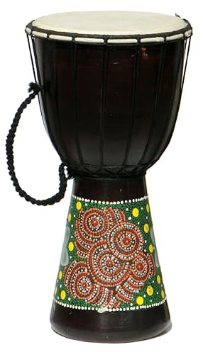 Wogeka - 40 cm Djembe - Bongo mit Dot-Paint Bemalung Blume als Geschenk-Idee Afrika Style Drum Trommel 18