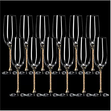 Flute Champagne Bicchieri da champagne di lusso leggeri da 230 ml Set di flute da champagne di fascia alta for la casa Set di bicchieri da champagne in vetro cristallo 12 pezzi Bicchieri da Champagne(