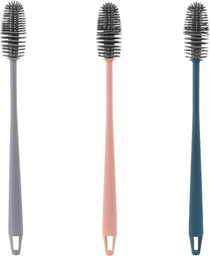 Brosse à bBrosse à Bouteille en Silicone à Long Manche, Tasse, Vaisselle, de Nettoyage pour appareils de Cuisine, pour Bouteilles,Lot de 3