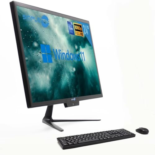 SIMPLETEK - All-in-One i7 24 8GB 2TB Full HD Windows 11 Pro med trådlös mus och tangentbordssats | WiFi + Bluetooth | Inbyggd webbkamera