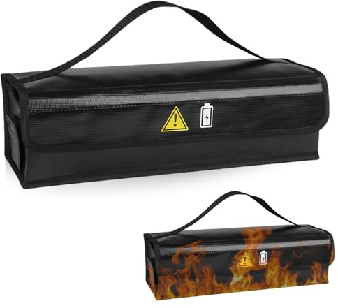 WIYETY E-Bike Akku Tasche - Feuerfest Wasserdicht Explosionssicher, Lipo-sichere Tasche für Lagerung, Transport und Aufladung (41 x 14 x 13 cm)