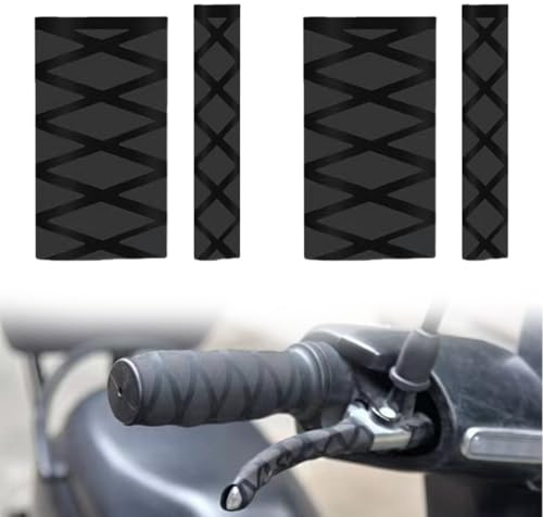 Schrumpfbare Motorradgriffe, 1 Satz Griffüberzieher Komfort, Griffüberzug, Motorrad Lenkergriffe, rutschfeste Stangenendgriff, Anti Vibration, für Heizgriffe Geeignet, Schwarz
