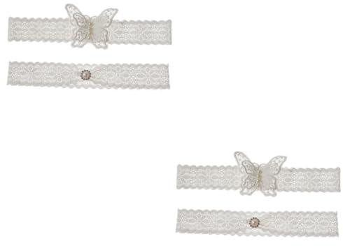 SAFIGLE 2stücke Braut Strumpfband Spitze Mit Elastischem Design Hochzeitsaccessoires Für Damen Für Brautjungfern Und Besondere Anlässe B-Stil