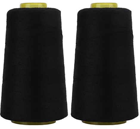Hilo de Coser Serger Negro, Alta Resistencia a la Tracción, 2 Piezas de Hilo Serger 402 de Poliéster Premium, 3000 Yardas de Largo, Ideal para Uso Doméstico, la Mayoría de los