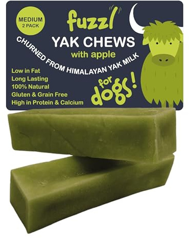 Fuzzl Yak Kaukäse für Hunde - 2er Pack Apfel - 140g - Hundeleckerli aus Himalaya Yak Milch