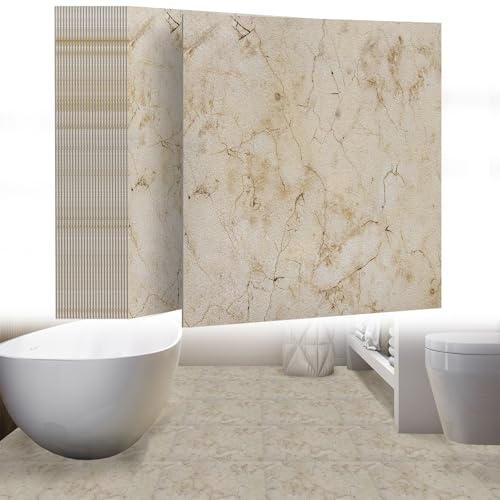 UISEBRT - Baldosas autoadhesivas 27 unidades 2,51m², revestimiento de suelo de PVC con aspecto de hormigón, vinilo adhesivo, para cocina, baño, pasillo, área de estar, 30×30cm 【Modelo E】