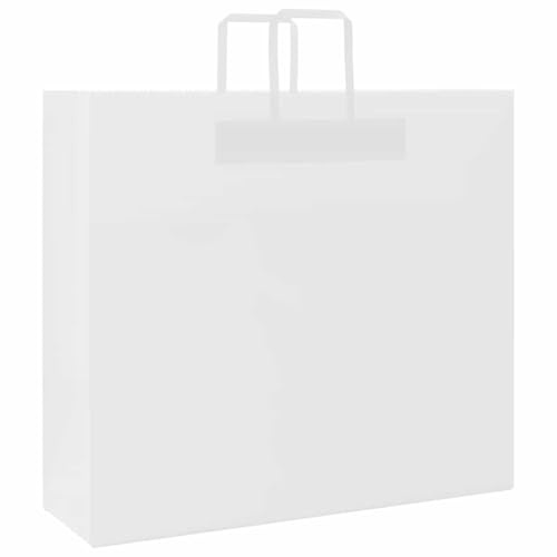 vidaXL Papiertragetaschen 250 Stk., Papiertüten mit Henkeln, Papiertüten, Geschenktüten für Einkaufen Hochzeiten Verpackungen Partys Geburtstag Weihnachten, Weiß 54x15x49cm