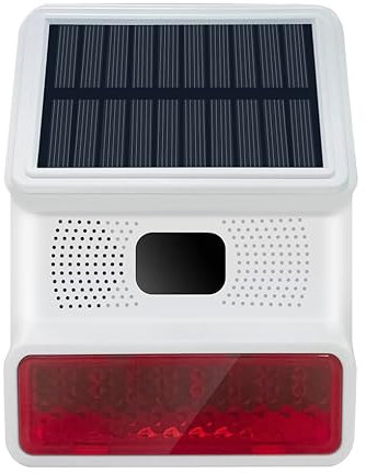 Sirena solare senza fili radio HXA523 compatibile con il sistema di allarme senza fili HUXGO | Sirena di allarme Smart Home resistente alle intemperie da 100 dB