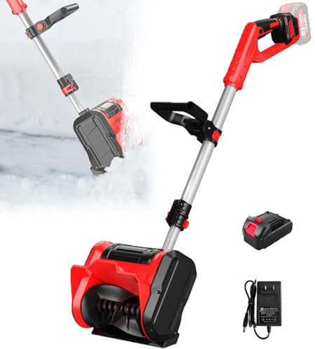 IYUESQ Quitanieves eléctrico inalámbrico, Pala quitanieves eléctrica, Ancho de Limpieza 32 cm, Altura de Limpieza 16 cm, Distancia de proyección 8 m, con batería y Cargador, A