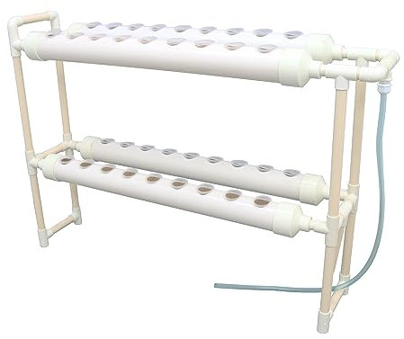 PTSZNGS 36 Pflanzen-Hydroponik-Anbausystem, vertikales Hydroponik-Anbausystem, 2 Schichten, 2 Reihen, 6 Rohre, Pflanzsystem mit Wasserpumpe, Pflanzschwamm und Schlauch für den Gemüseanbau