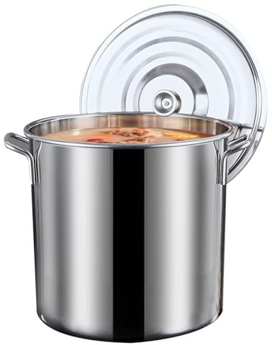 Olla Grande con Tapa de Acero Inoxidable, Compatible con cocinas de inducción, vitrocerámica y halógenas, 10 l.