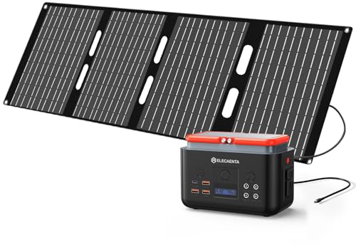 Estación de Energía Portátil 200Wh con ETFE Cargador Solar Portátil 40W, Acumulador Portatil Energía LiFePO4 Batería de Reserva para Camping y Emergencia