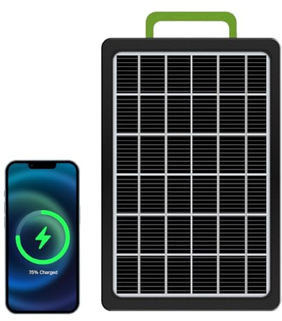 Panel Solar, 15W Cargador movil Solar portatil, Cargador USB Tipo C para teléfono móvil, Impermeable Placa para Exterior Camping