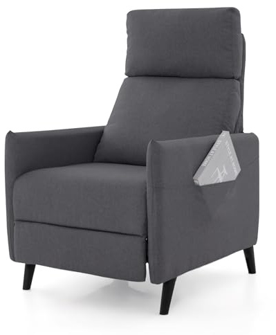 RELAX4LIFE Relaxsessel, Fernsehsessel mit Verstellbarer Rückenlehne Fußstütze, Ruhesessel mit Liegefunktion, Polstersessel mit Seitentaschen, Sessel für Wohnzimmer Schlafzimmer Heimkino (Dunkelgrau)