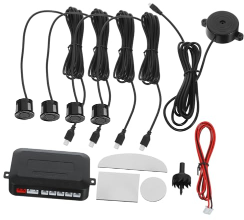 Radar de Recul pour Voiture 4 Capteurs Système D’Alerte Noir Abs | Avertissement Sonore, Couverture Renforcée, 1 Set, Accessoires Automobiles pour Automobile