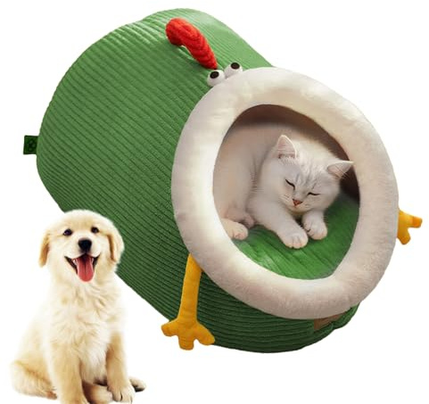 Vllold Lit couvert pour chat - Doux et mignon - Design ouvert - Maison chaude avec coussin amovible et lavable - Pour petit animal domestique, chiot, chaton