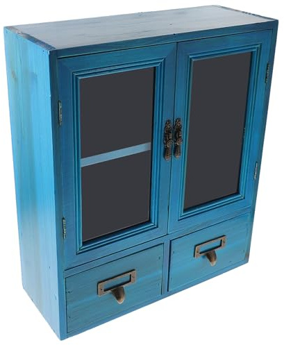 DEARMAMY Hängeschrank Vintage Wohnzimmer Wandschrank mit Doppeltür Platzsparend und Multifunktional Praktischer Aufbewahrungsschrank für Zuhause