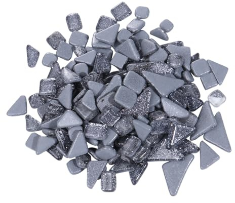 JOINPAYA Pietre di Cristallo Lisce Grigie 300 G per Mosaico Fai da Te Pietre Irregolari Glitterate Resistenti a Calore e Umidità Materiali Creativi per Decorazioni Artigianali