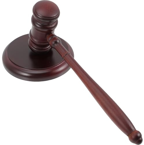 COHEALI Martelletto del Giudice in Legno Impugnatura Comoda e Blocco Sonoro, Martello da Tribunale Riutilizzabile per Aste e Udienze, Set Base per Avvocati e Giudici