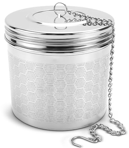 WPPQWP Gewürzei Groß Ø75mm Gewürzsieb Feines Netz Tee ei Sieb | 304 Edelstahl mit Kette Gewürzkugel für losen Tee Gewürzen Würzmitteln Kräutern, Gewürzsieb zum Mitkochen